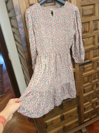 Vestido estampado flores manga larga