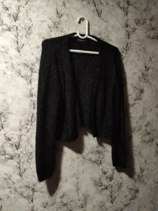 Chaqueta de punto brillante negra Talla Única