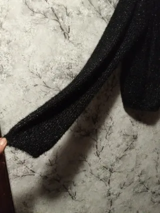 Chaqueta de punto brillante negra Talla Única