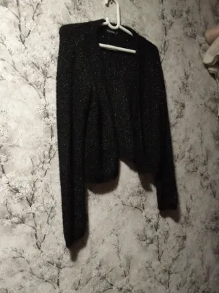 Chaqueta de punto brillante negra Talla Única