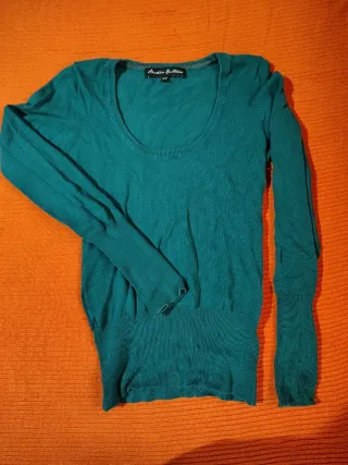 Jersey Bershka verde manga larga