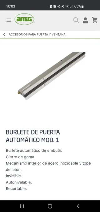 Burlete puerta automática embutir
