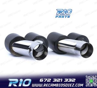 COLAS ESCAPE SALIDA DOBLE UNIVERSAL 2x 89MM ACERO INOX NEGRO