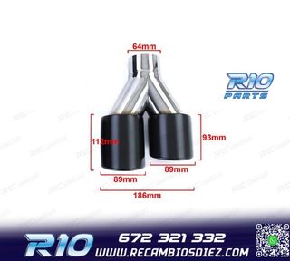 COLAS ESCAPE SALIDA DOBLE UNIVERSAL 2x 89MM ACERO INOX NEGRO