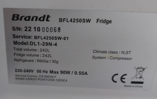 Nevera Brandt seminueva