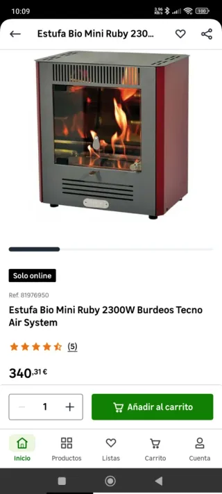 Estufa Bioetanol 2300W NUEVA