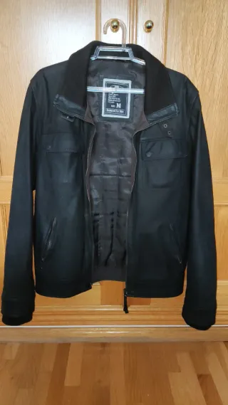 Cazadora Piel Búfalo Negra Talla M