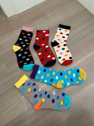 5 Pares Calcetines Lunares Coloridos