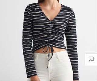 Camiseta Mango Rayas Fruncido Delantero Talla XS