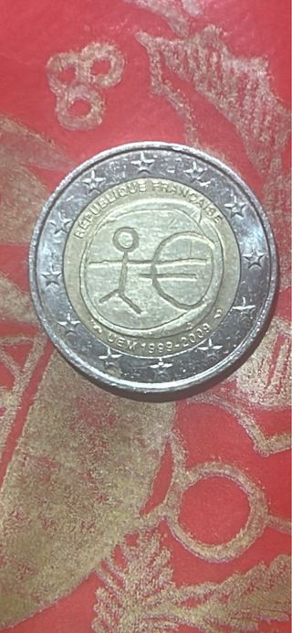 Moneta 2€ Rara Repubblica Francese UEM 1999-2009