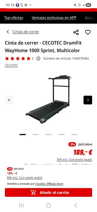 Tapis roulant Cecotec DrumFit WayHome 1000