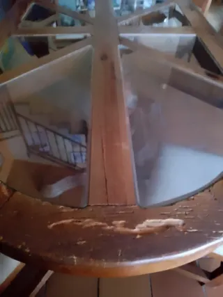 Mesa comedor madera maciza con 4 sillas tapizadas