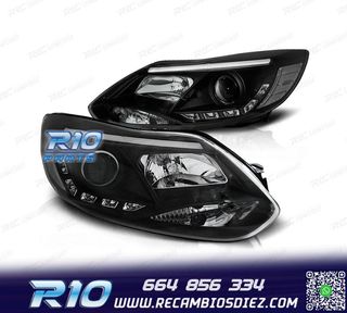 FAROS FORD FOCUS 11-14 TUBE LIGHT + LED FONDO NEGRO