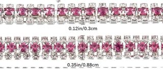 Pulsera plateada con piedras rosas