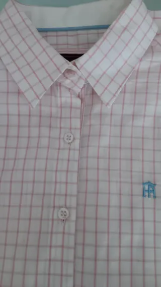 Camisa de cuadros rosa y blanca Talla 42