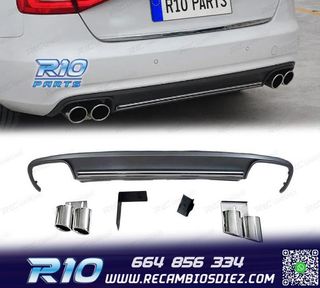 KIT DIFUSOR AUDI A4 B8 11-15 LOOK S4 + 2 COLAS DOBLES INOX