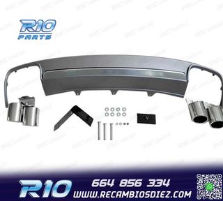 KIT DIFUSOR AUDI A4 B8 11-15 LOOK S4 + 2 COLAS DOBLES INOX
