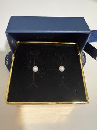 Pendientes bebé oro perlas blancas