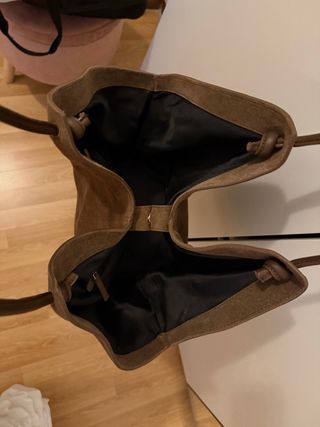 Borsa shopper vera pelle scamosciata marrone ASOS