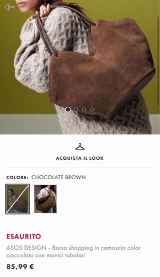 Borsa shopper vera pelle scamosciata marrone ASOS