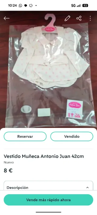 Pack 4 vestidos de muñecas Antonio Juan 42cm