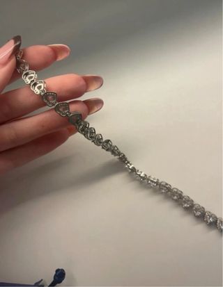 Collar Corazón Brillante Plata Imitación Swarovski