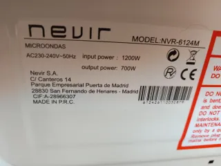 Microondas Nevir Blanco