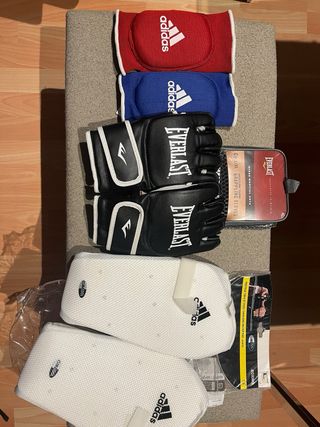 Guantillas MMA Everlast y Protecciones Adidas