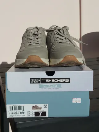 Sneakers Skechers Donna Grigio/Marrone Tg. 37