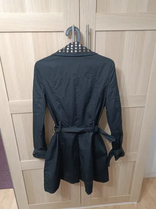 Gabardina Negra Blanco Talla XS