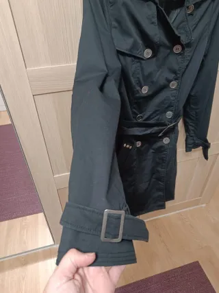 Gabardina Negra Blanco Talla XS