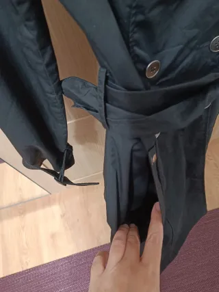 Gabardina Negra Blanco Talla XS