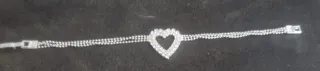 Pulsera plata corazón con brillantes