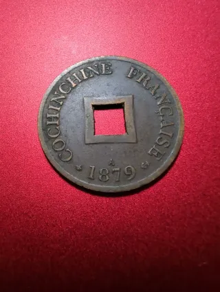 Moneda Cochinchina Francesa 2 Sapeque 1879
