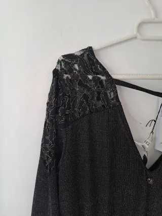 Mono corto fiesta lentejuelas negro