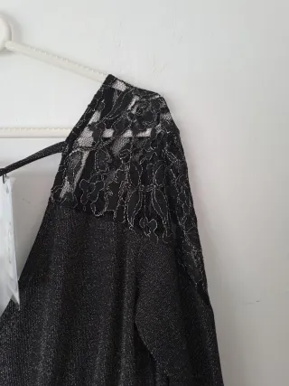 Mono corto fiesta lentejuelas negro