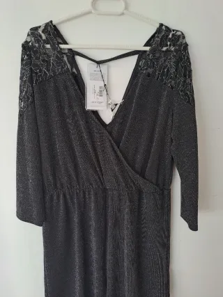 Mono corto fiesta lentejuelas negro