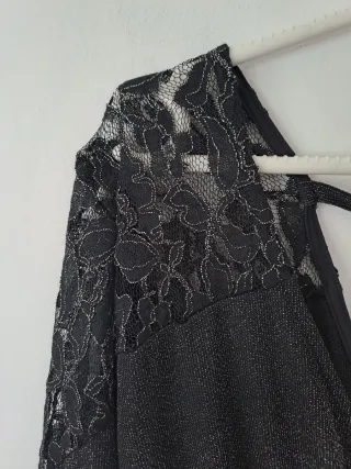 Mono corto fiesta lentejuelas negro