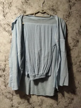 Conjunto Verano Algodón Azul Talla Única