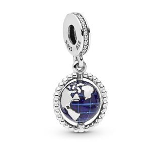 Charm Pandora Globo Mundo Azul y Plata