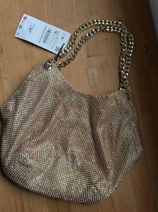 Bolso Zara brillos dorado