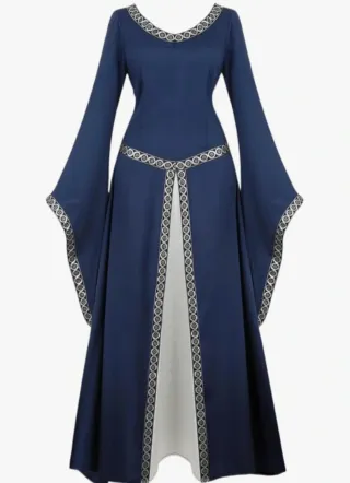 Vestido Medieval Azul y Blanco
