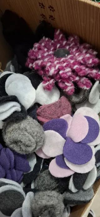 Spille lana feltro velluto fiori