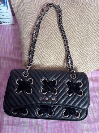 Borsa MIA BAG nera trapuntata con catena
