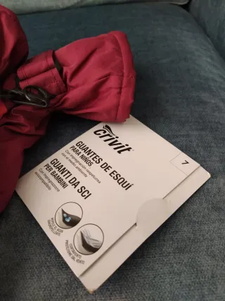 Guantes esquí niña Crivit rosa/rojo talla 7