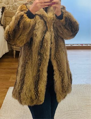 Abrigo de piel de zorro auténtico