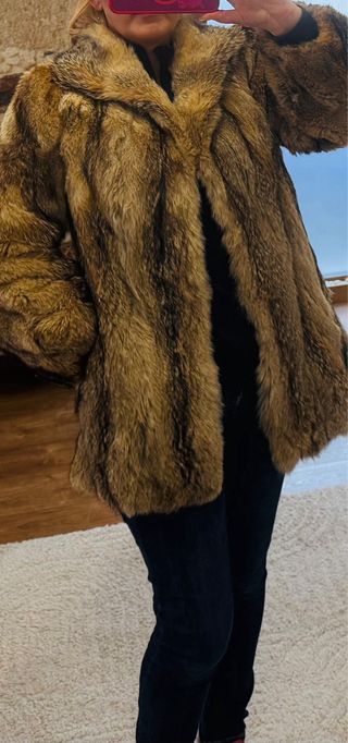 Abrigo de piel de zorro auténtico