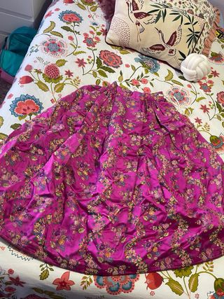 Falda Fallera Niña Rosa y Dorada