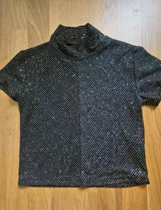 Top fiesta lentejuelas cuello alto Talla XS