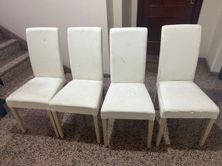 Juego de 4 sillas polipiel blancas